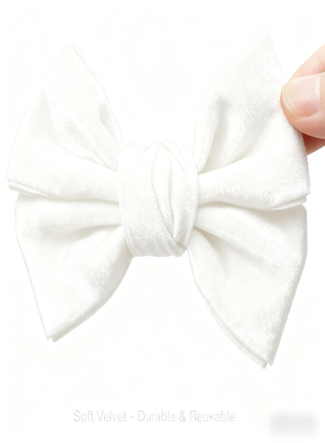 Meseey Velvet Ribbon Bows with Twist Ties, 4 Inches, Pre-Tied Christmas Decorative Bows, 12 Pack (White) - Image 5